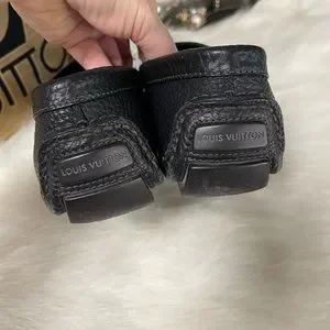 Louis VUITTON BLACK LEATHER DRIVER LOAFERS WITH SILVER HARDWARE 7 MEN​ Louis Vuitton | Shoes | Louis Vuitton Black Leather Driver  main image 4